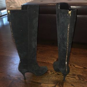 Juicy Couture above the knee black suede boots